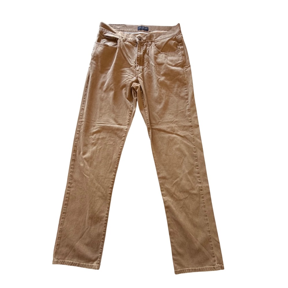 Scott Barber Mens Tan Straight Leg 5-Pocket Pants Made in Italy chino Size 34x32